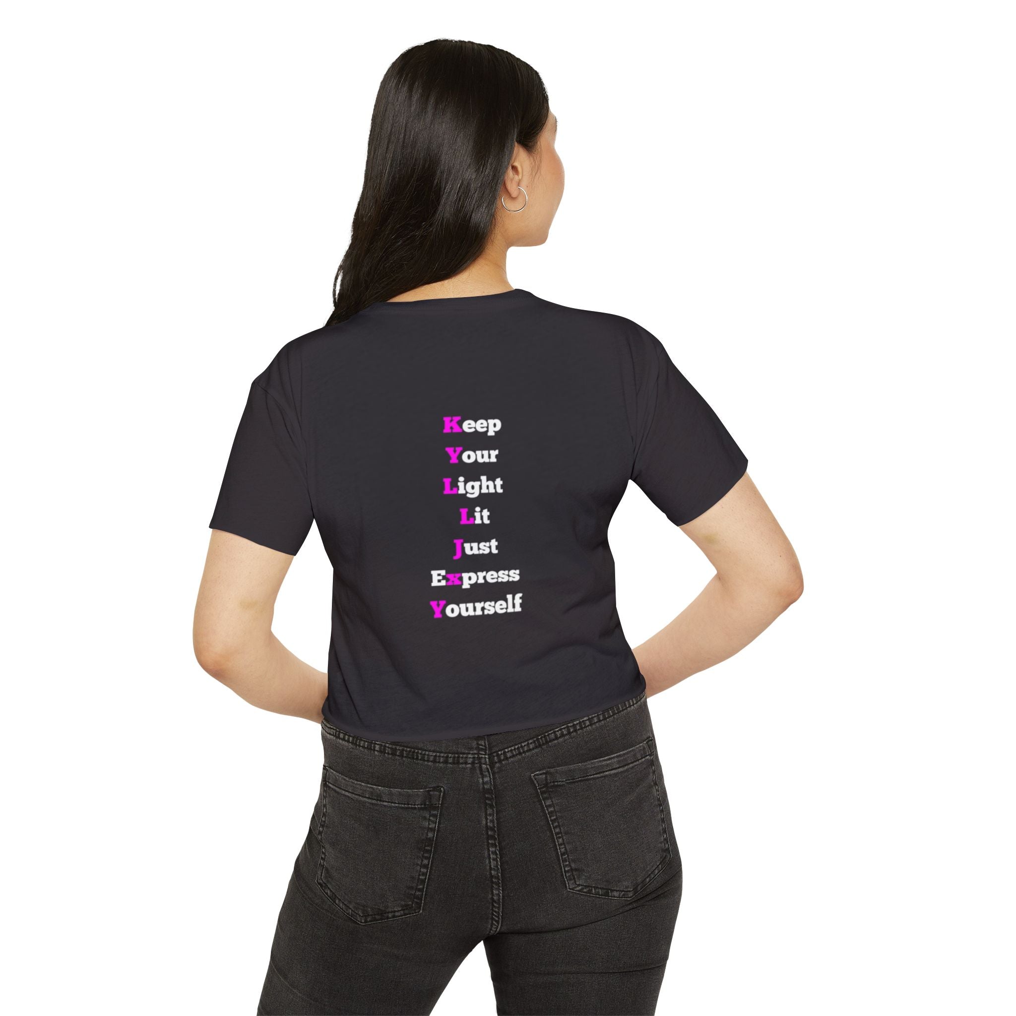 KYLLJXY Festival Crop Top | KYLITJKEY Vertical Phrase Crop Top